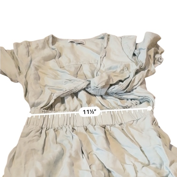 Thakoon Mint Green Romper Women's Size 0 Linen Blend Tie Front Elastic Waist‎ - Picture 9 of 11